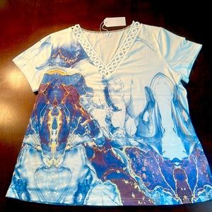 NWT by Valanio short, sleeved, V-neck dressy T-shirt